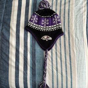 NFL (Baltimore Ravens) Winter Jacquard Tassel Knit Hat with Pom